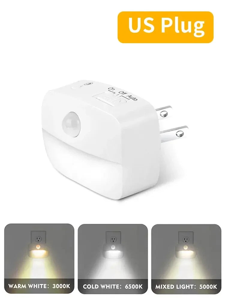 Motion Sensor EU/US Socket Plug-in LED Night Light 220V/110V Human Infrared Induction Lamp