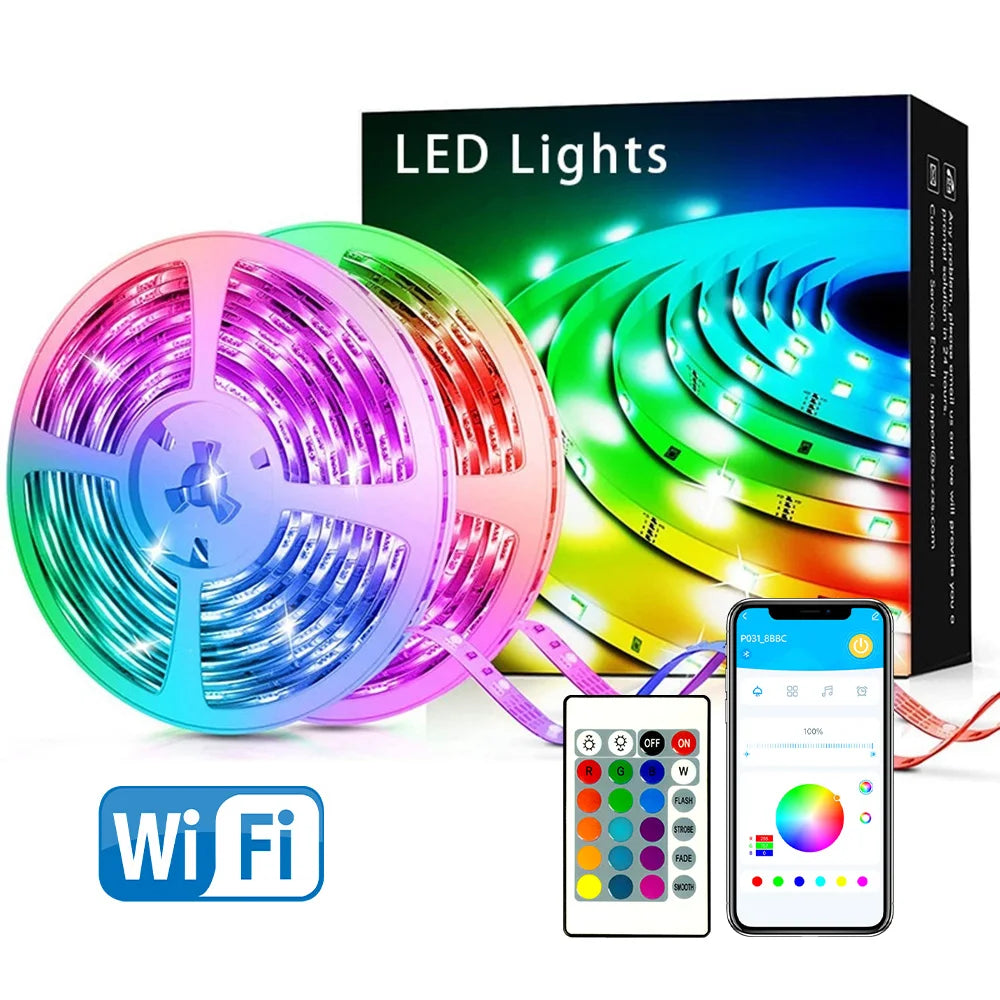 100 ft outdoor Wi-Fi LED strip lights with music sync