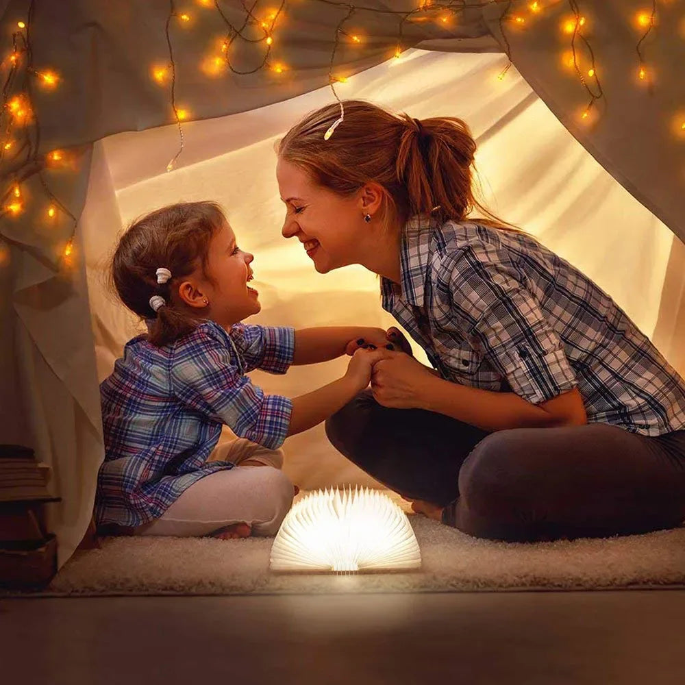 3D Folding Wooden Book Night Light – RGB USB Rechargeable

