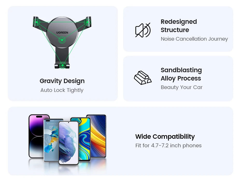 【New-in Sale】UGREEN Car Phone Holder Gravity Phone Stand For Xiaomi Samsung iPhone 15 14 13 Pro Max Air Vent Car  Holder Stand