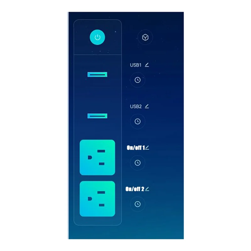 Control panel with various buttons and indicators on a blue background