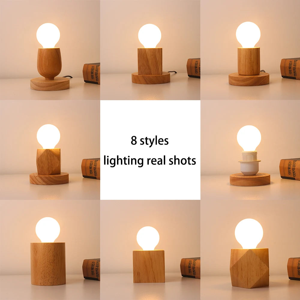 Creative DIY lamp base made of natural wood