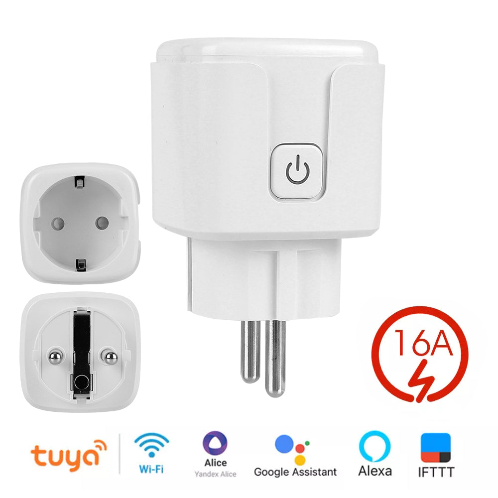 2-Smart Plug Work with Alexa Google Home Assistant WiFi EU/US/BR Socket Tuya Life APP Power Monitor Timer 16A Wall Charger