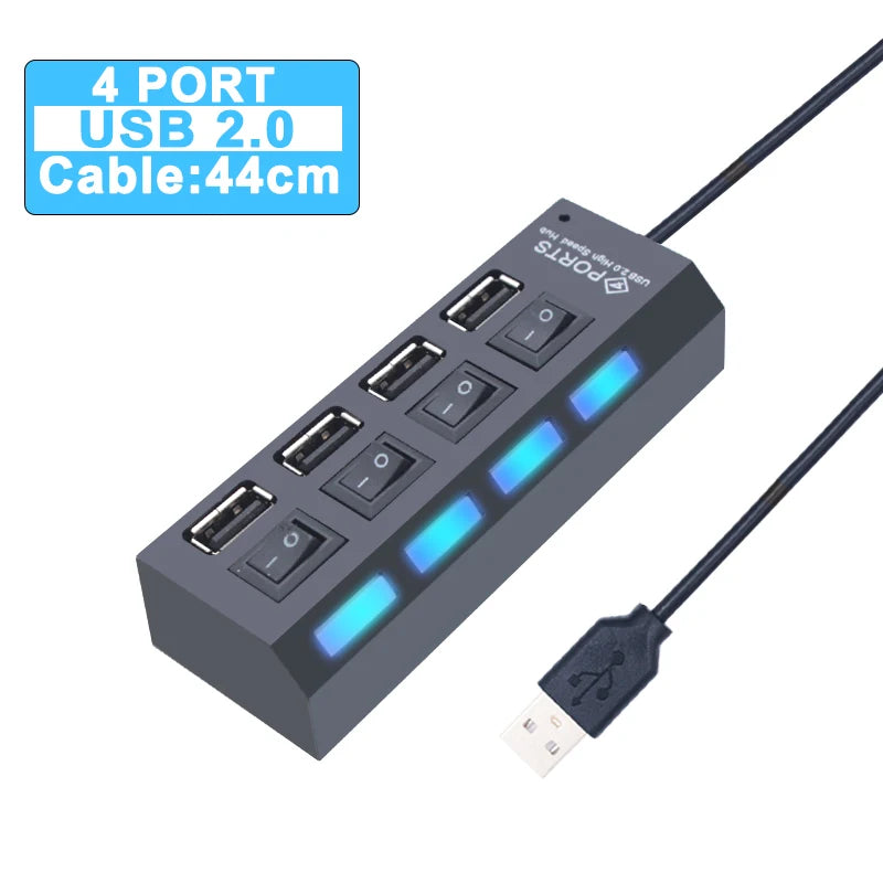 4-USB Hub 3.0 Hub USB 3 USB 2.0 Multi USB Splitter Power Adapter 4/7 Port Multiple Expander 2.0 with Switch for PC Accessories