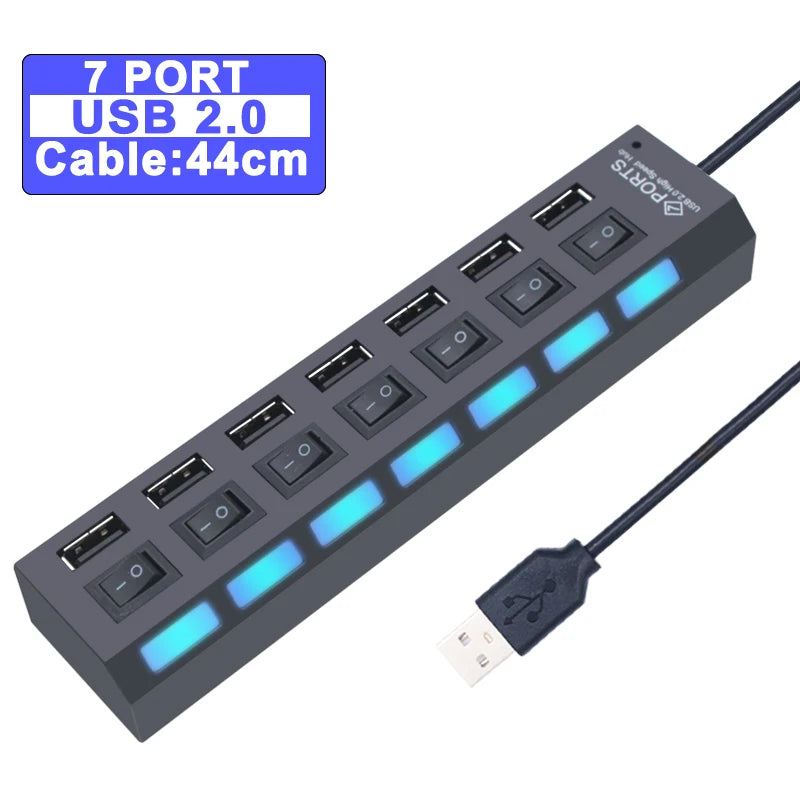 4-USB Hub 3.0 Hub USB 3 USB 2.0 Multi USB Splitter Power Adapter 4/7 Port Multiple Expander 2.0 with Switch for PC Accessories