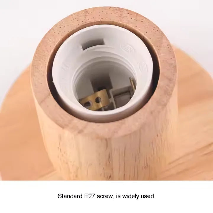 Wooden E27 Open-Plug Base (Solid Wood)