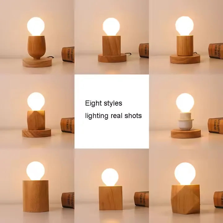 Wooden E27 Open-Plug Base (Solid Wood)