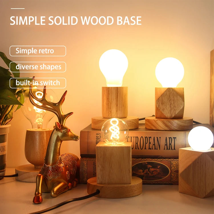 Wooden E27 Open-Plug Base (Solid Wood)