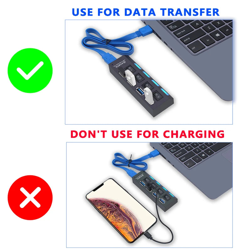 4-USB Hub 3.0 Hub USB 3 USB 2.0 Multi USB Splitter Power Adapter 4/7 Port Multiple Expander 2.0 with Switch for PC Accessories