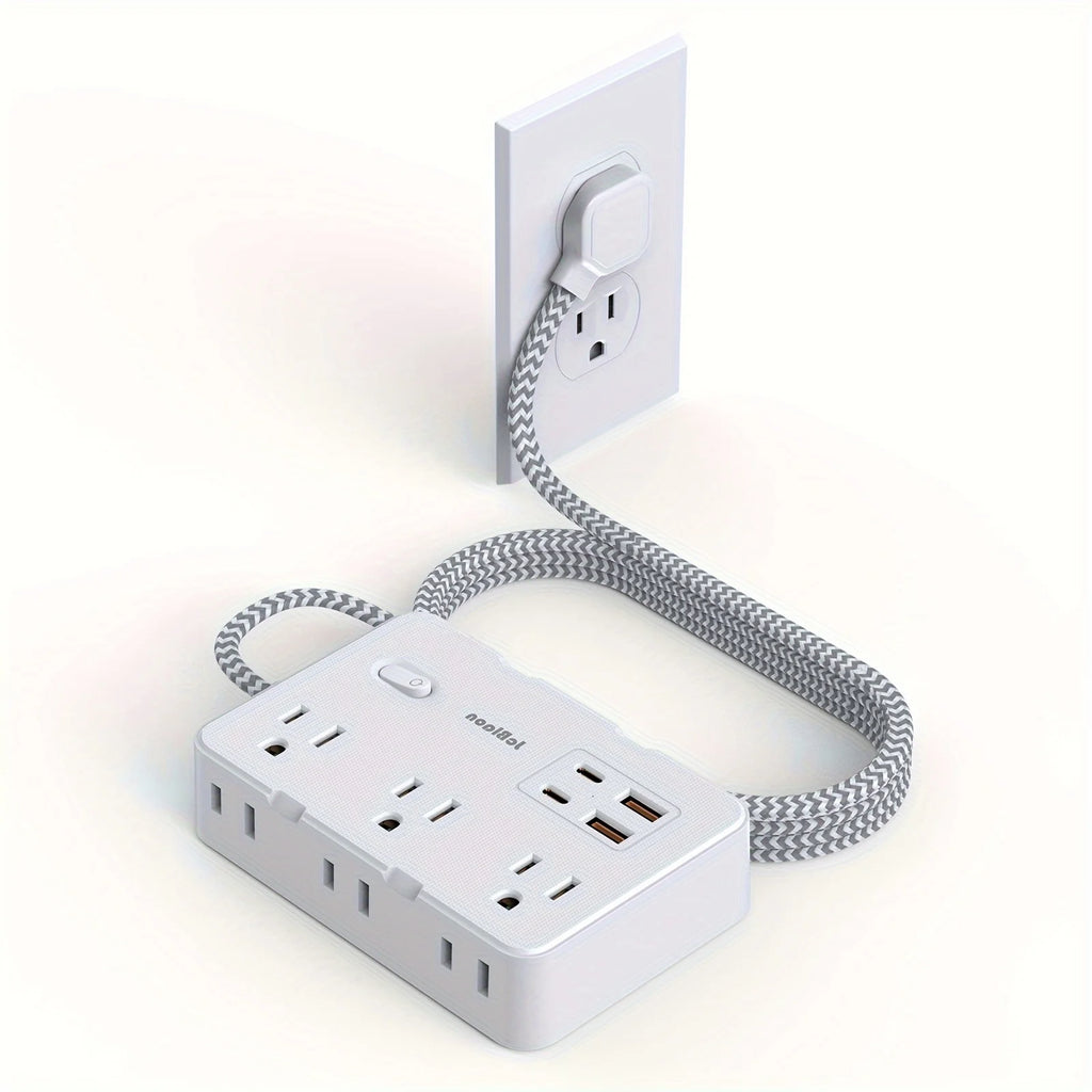 JcBlaon -outlet power strip with  USB ports and .m braided extension cord,
white
