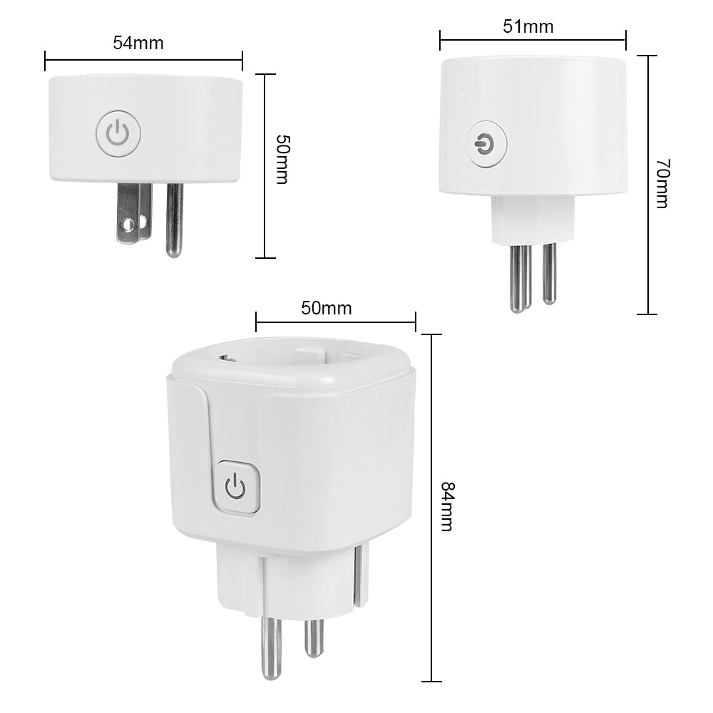2-Smart Plug Work with Alexa Google Home Assistant WiFi EU/US/BR Socket Tuya Life APP Power Monitor Timer 16A Wall Charger