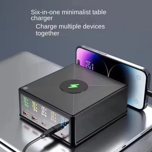 1-160W USB C GaN Charger Wireless Charger PPS PD 65W 100W Desktop Fast Charging Station Power for MacBook Tablet iPhone 16 Samsung