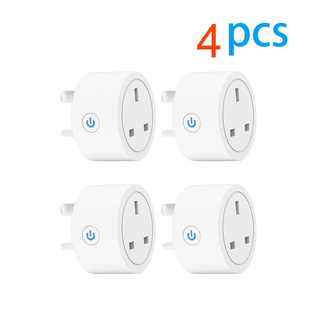 2-20A Tuya Smart Socket WiFi UK Plug 3pin Adapter Home Alexa Voice Control With Energy Monitering Timer Function Power Outlet Set