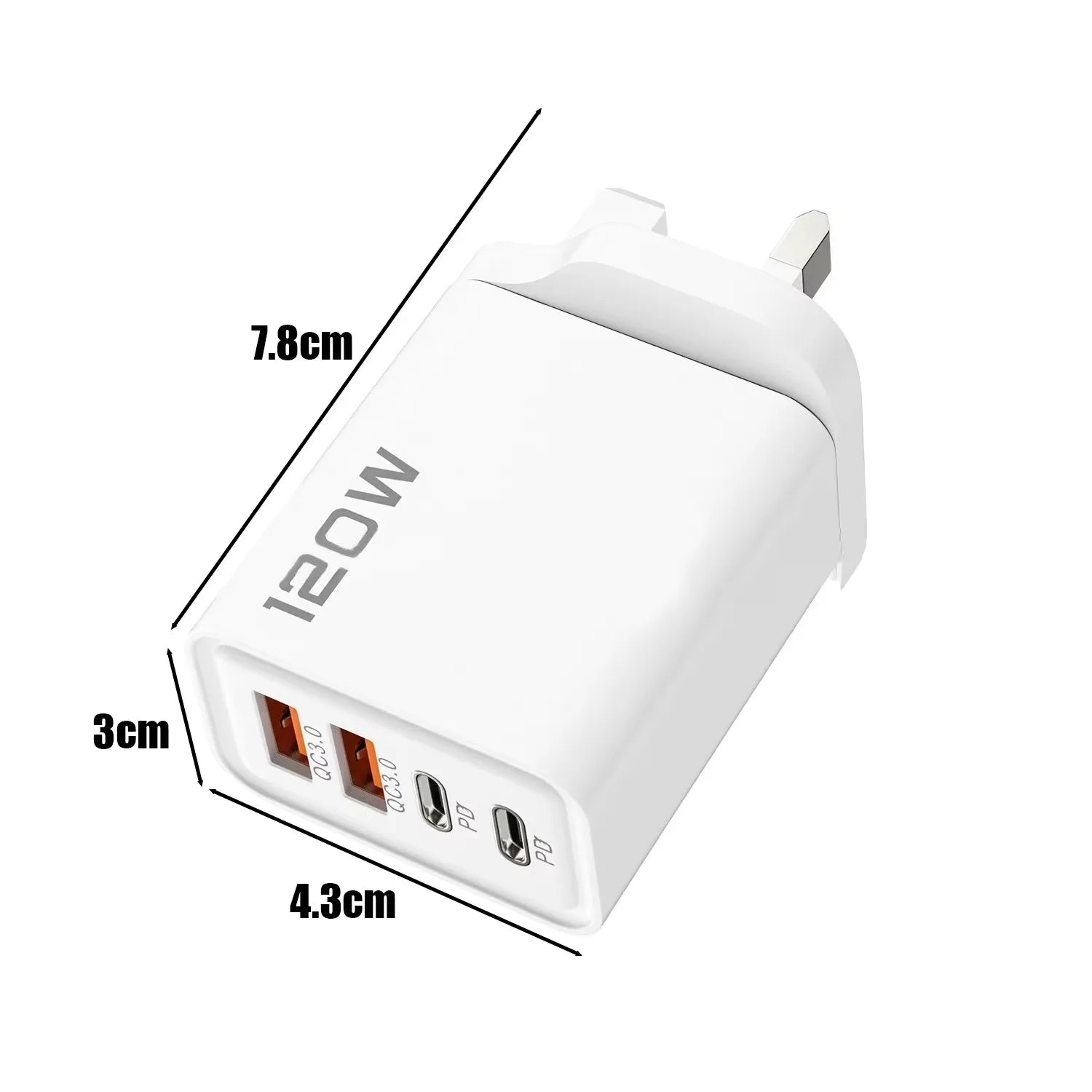 4-120W 4 Port USB Type C Charger Fast Charging Data Cable USB Phone Charger Adapter for Samsung IPhone Xiaomi Huawei Wall Charger