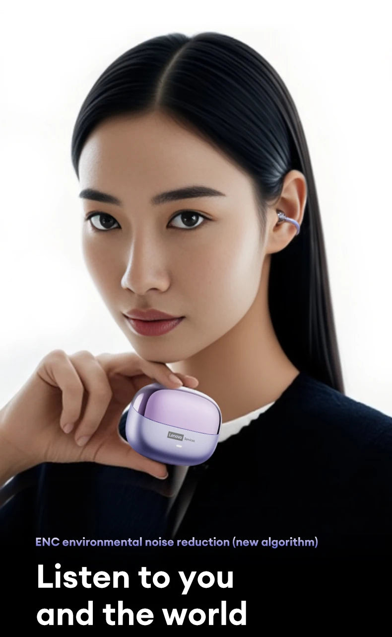 Original Lenovo LE302 Wireless Headphones Ear Clip Bluetooth 6.0 Earphones HIFI Stereo Music Call Game Noise Cancelling Earbuds