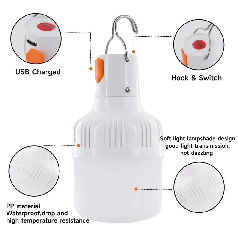 Outdoor USB Rechargeable LED Bulb – Emergency Lamp