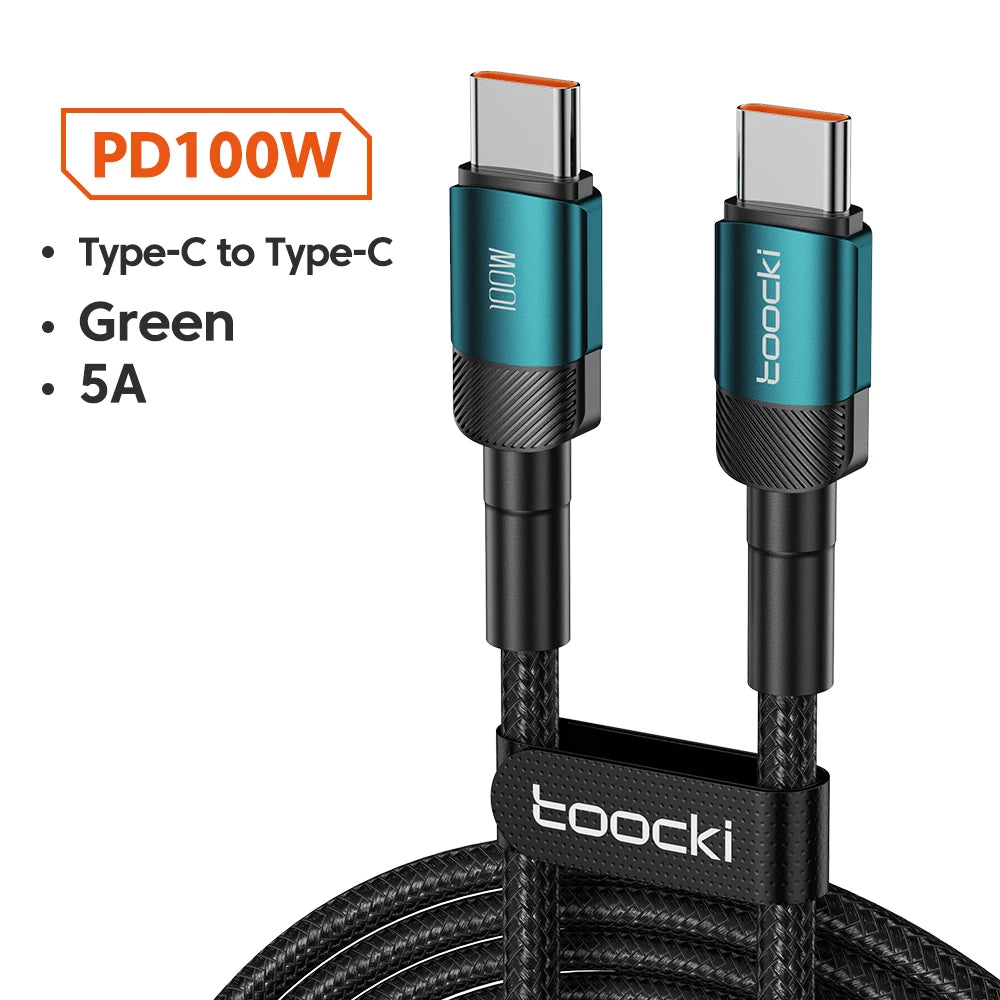 4-Toocki USB-C to USB-C 100W Fast Charging & Data Cable – PD 3.0 / QC 4.0 | Braided Type-C Cable