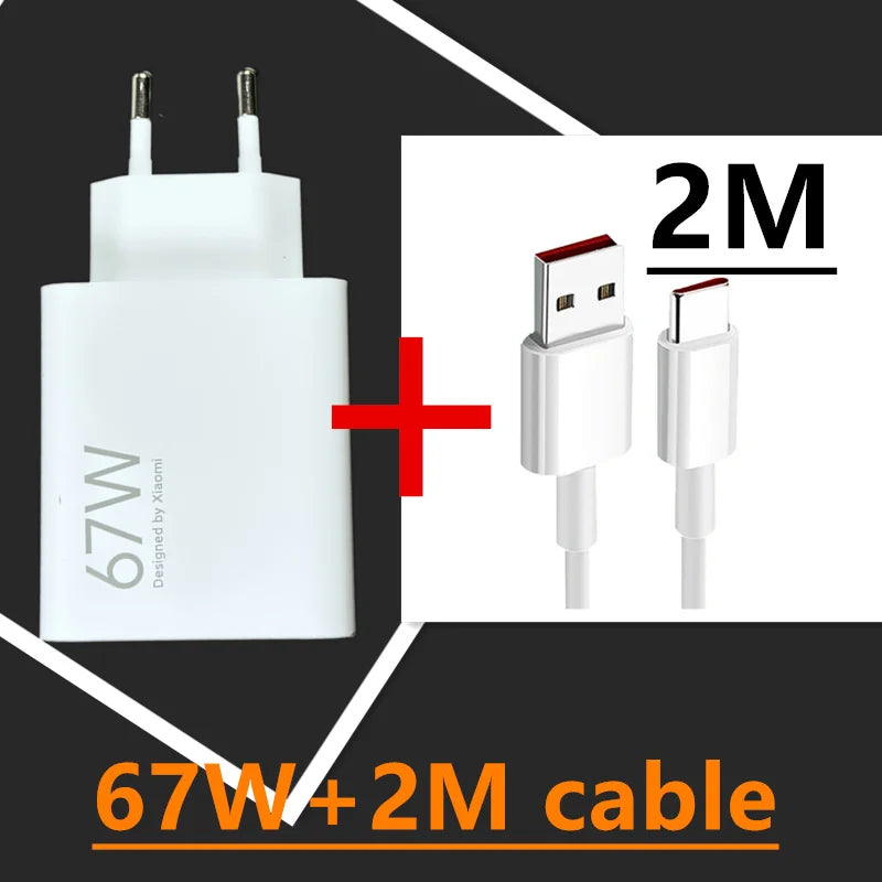 Xiaomi Charger 67W EU Fast Charge Power Adapter 6A Type C Cable For Xiaomi 12 11 POCO X5 X4 Pro Redmi Note 9 10 11 Pro