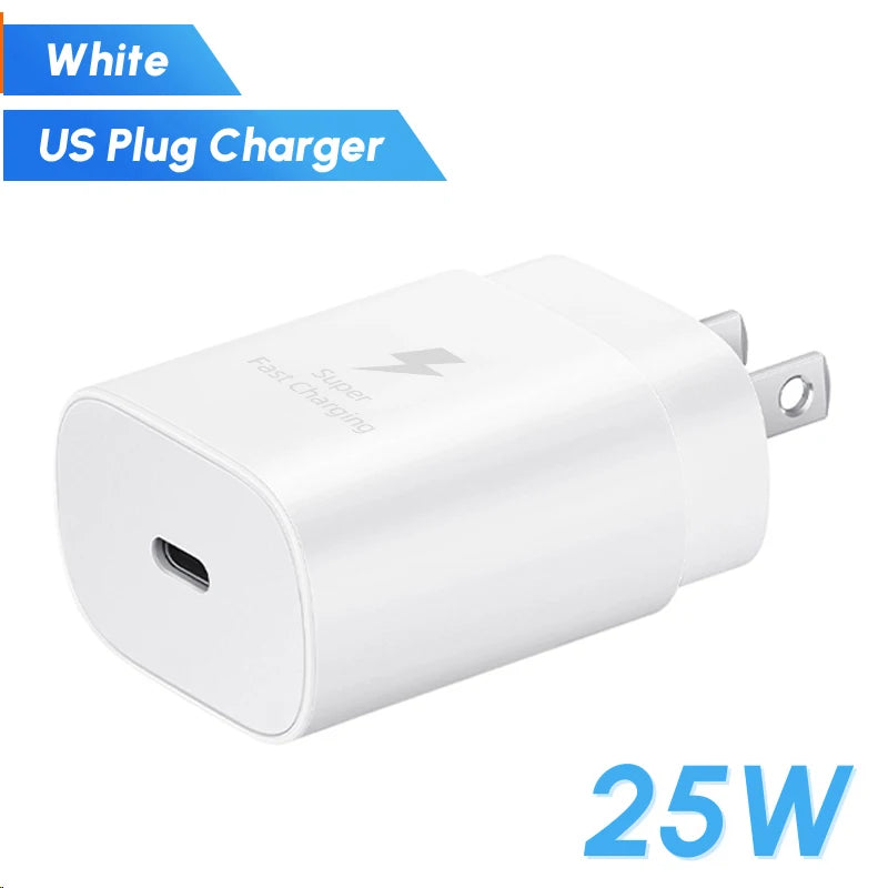 Original Samsung 25w Super Fast Charger PD Type C EU US Adapter Galaxy S25 S24 S23 S22 A56 A55 A26 A05s A54 A16 Z Fold Z Flip 6