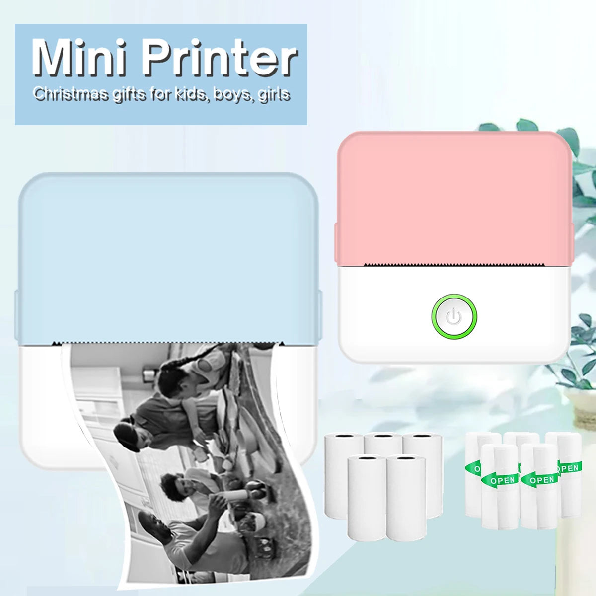 KGG Mini Thermal Printer Bluetooth Wireless Inkless Photo Printing Note Label Sticker Pocket Portable Printer for Home Office.