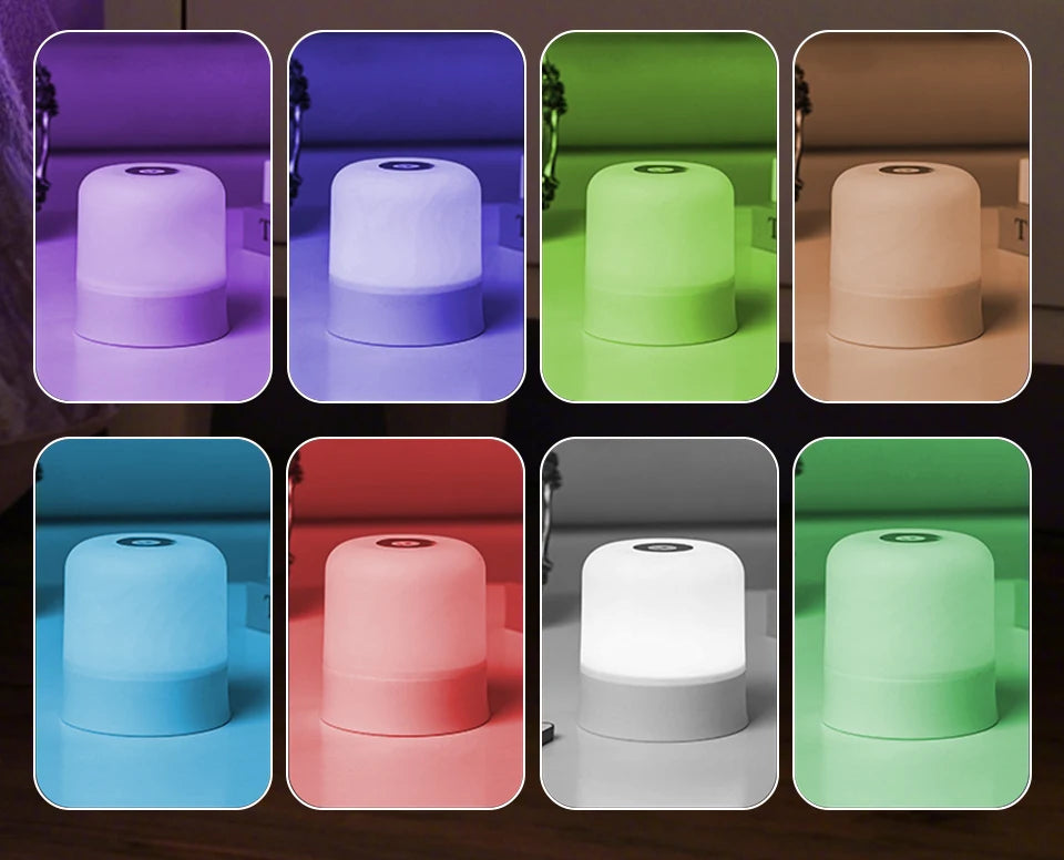 مصباح ليلي LED يعمل باللمس، مصابيح طاولة USB قابلة لإعادة الشحن وقابلة للتعتيم بجانب السرير، مناسبة لديكور غرفة النوم والمنزل وهدية عيد الميلاد ومصباح ليلي للأطفال