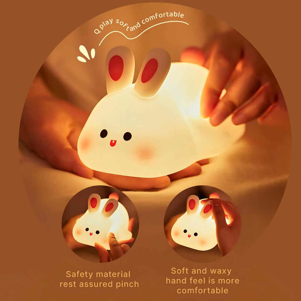 Novelty Animal Silicone Night Light Fox Rabbit Nursery Nightlight Rechargeable Timing Touch Sensor Bedside Table Lamp For Room