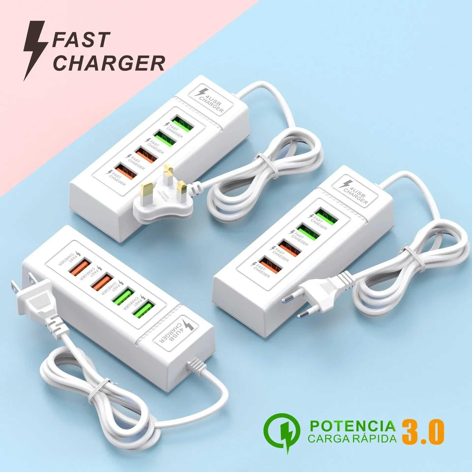 1-USB Power Strip Phone Charger Station Splitter 4 Port USB Type C Fast Charger Phone Charging Plug USB US/EU Electrical Sockets