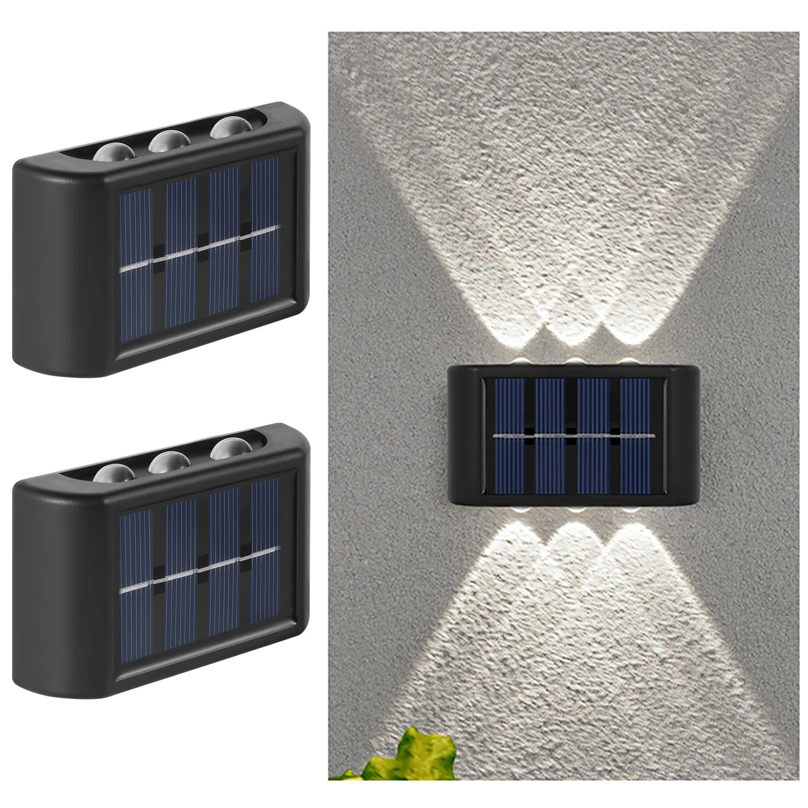 2-Solar LED Light, Outdoor Waterproof Wall Lamp, Dusk to Dawn Fence Lighting for Summer Garden Yard Porch Walkway Camping Home Dec