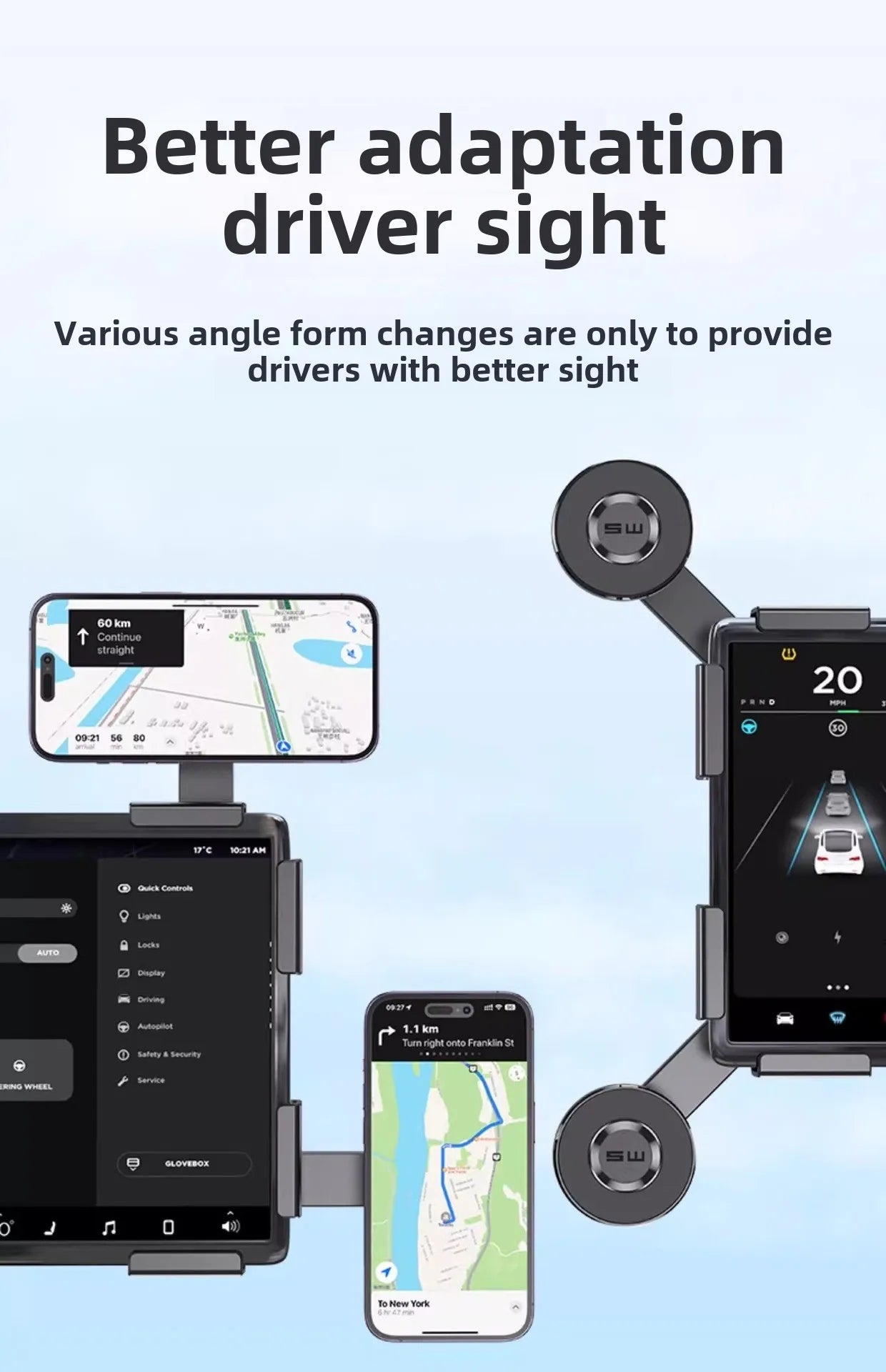 Magnetic Car Phone Holder for Tesla Model 3/Y/X/S Car Display Screen Side 360 Degree Rotation Car Mount for IPhone 12 13 14 15