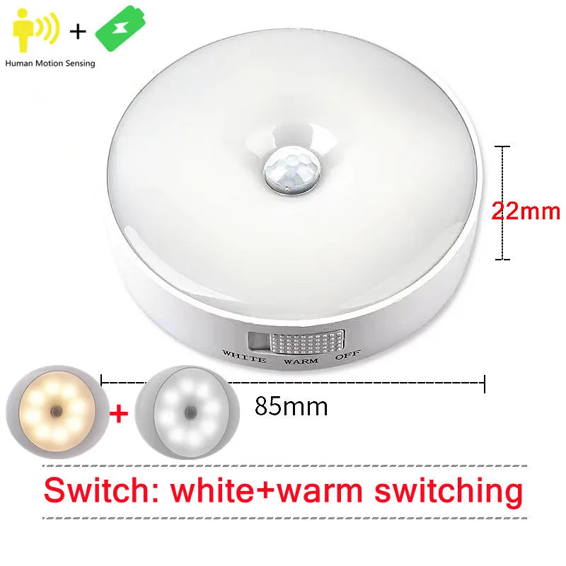 PIR Motion Sensor USB Rechargeable LED Night Light – Portable 2-in-1