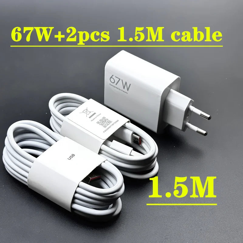 Xiaomi Charger 67W EU Fast Charge Power Adapter 6A Type C Cable For Xiaomi 12 11 POCO X5 X4 Pro Redmi Note 9 10 11 Pro