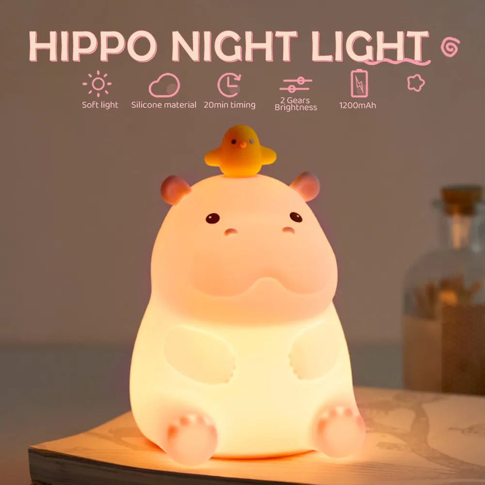 Novelty Animal Silicone Night Light Fox Rabbit Nursery Nightlight Rechargeable Timing Touch Sensor Bedside Table Lamp For Room