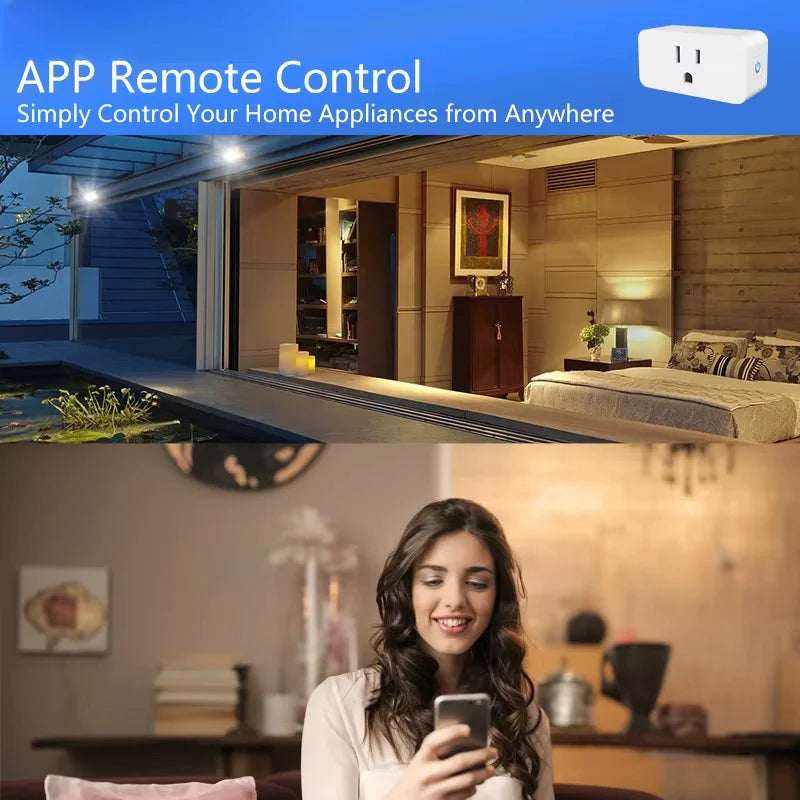 Tuya Mini Wi-Fi Smart Plug 10A | US Smart Home Timing Socket | Smart Life App Control & Voice Control | Works with Alexa & Google Home
