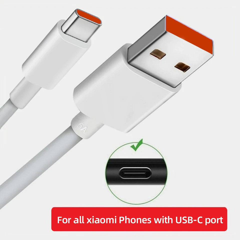 Xiaomi Original 6A Usb Type C Cable Charger 120w Turbo Tipo Fast Charging usbc For Mi 13 12 11 9 Poco Redmi Note 10 Pro K30S Cab
