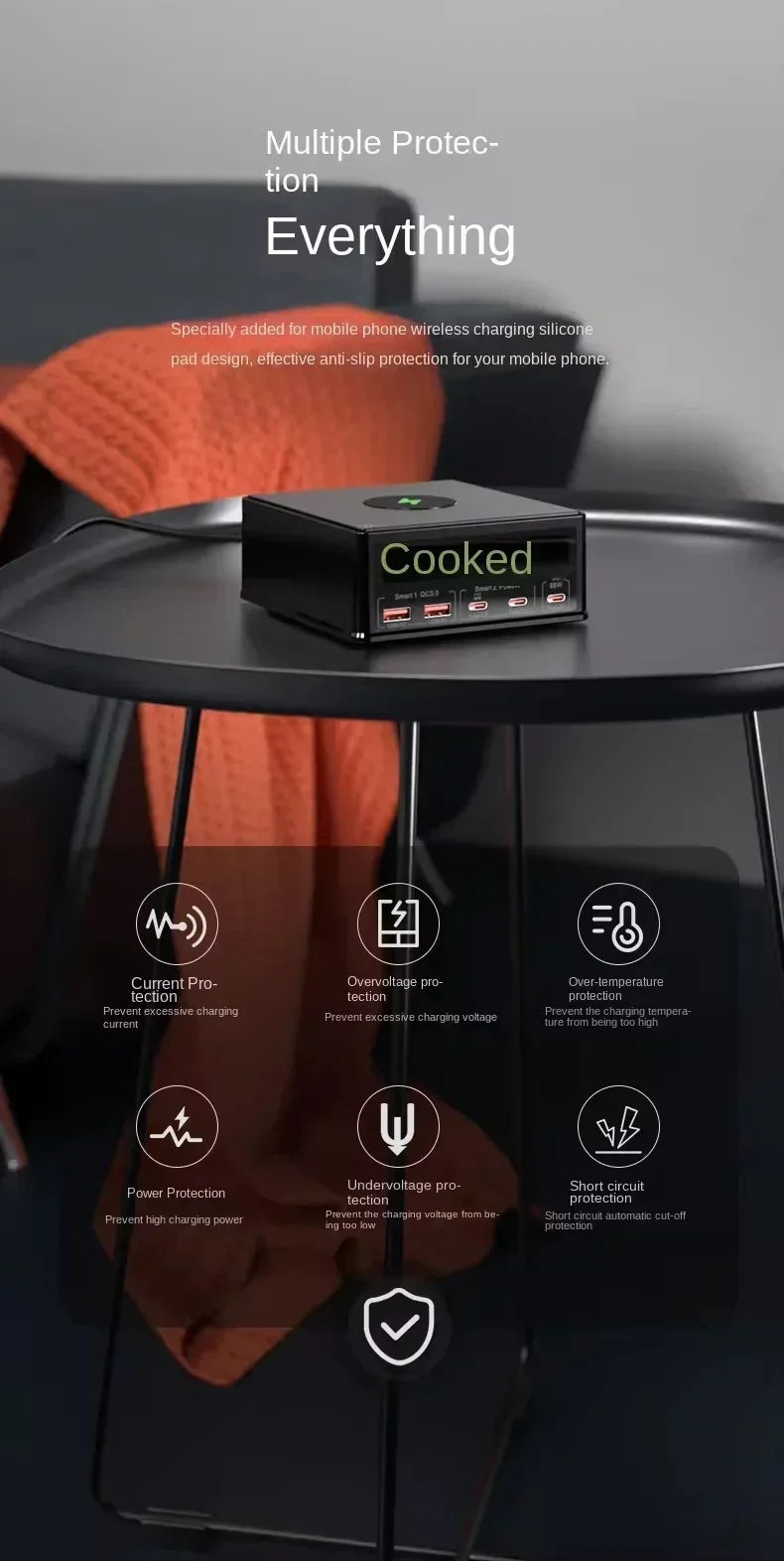 1-160W USB C GaN Charger Wireless Charger PPS PD 65W 100W Desktop Fast Charging Station Power for MacBook Tablet iPhone 16 Samsung