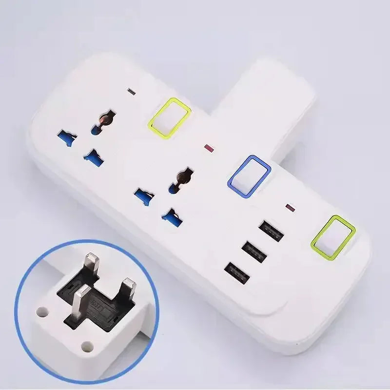 1-UK EU US Plug Multicontact Electrical Socket with 3 USB Ports Wireless Wall Power Strip Universal Outlets Converter Adapter