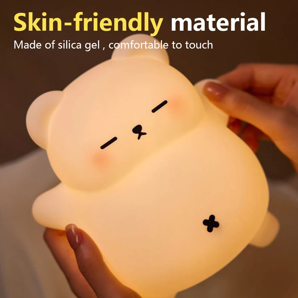 Novelty Animal Silicone Night Light Fox Rabbit Nursery Nightlight Rechargeable Timing Touch Sensor Bedside Table Lamp For Room