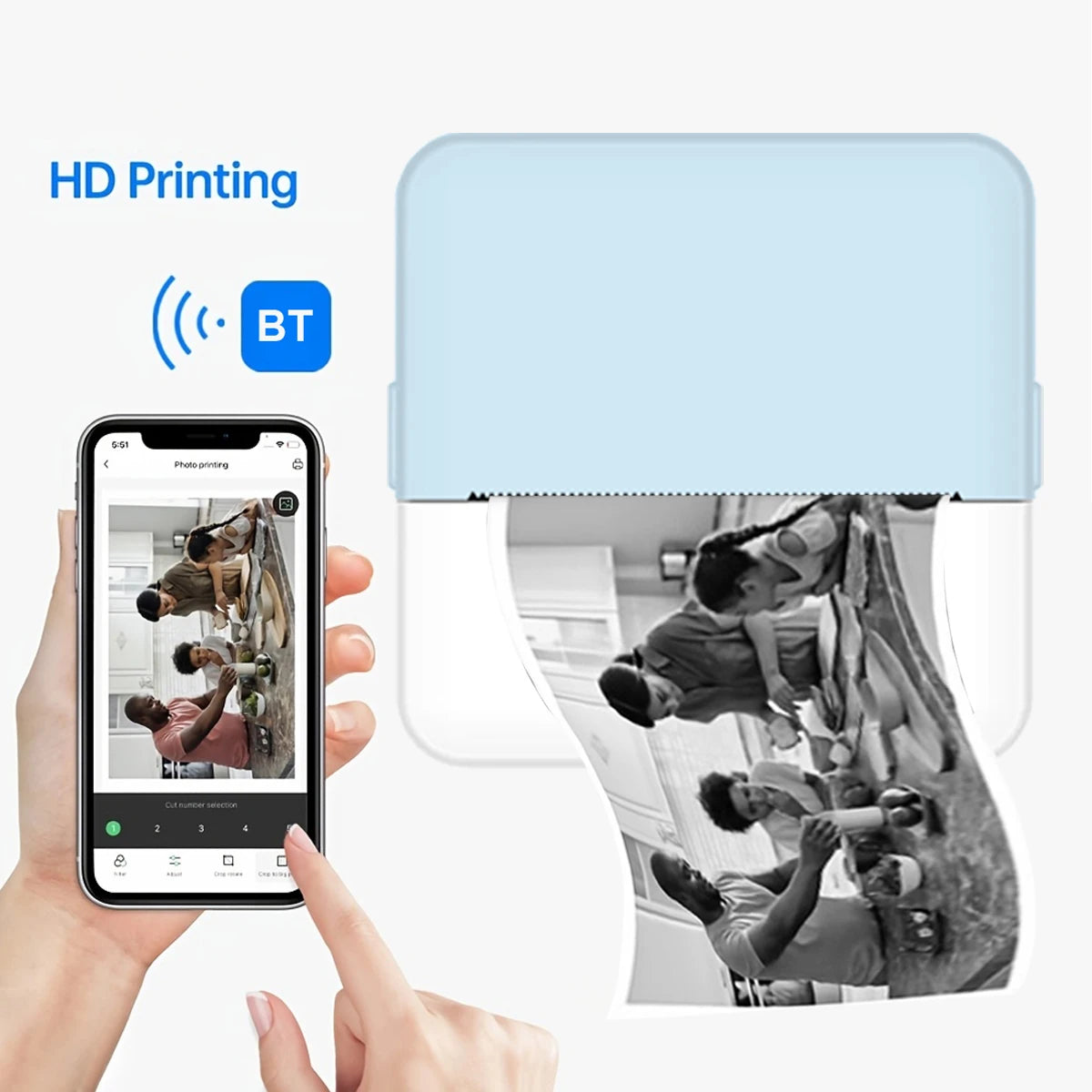 KGG Mini Thermal Printer Bluetooth Wireless Inkless Photo Printing Note Label Sticker Pocket Portable Printer for Home Office.