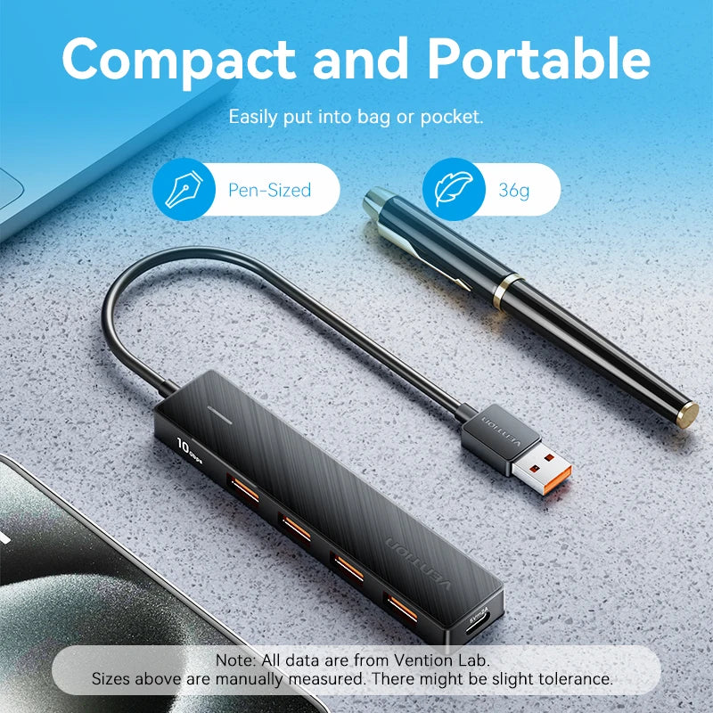 4-Vention New USB 3.2 Gen2 HUB 5 Ports Splitter 10Gbps USB A Type C HUB Multiport Adapter Laptop Expansion Desktop PC Accessories