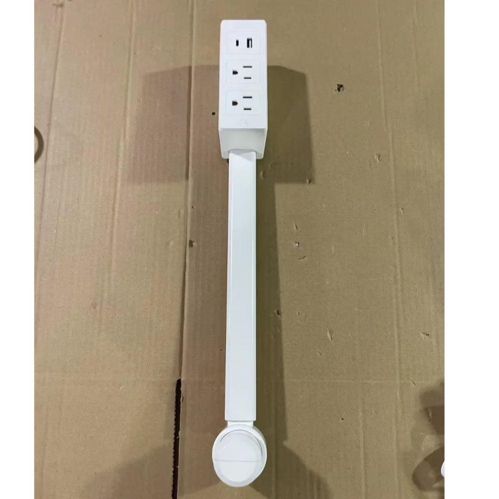 1-New Rotates 180° Electrical Outlet Extender Adjustable Length White Power Outlets Extender Power Socket Expander for NightStand