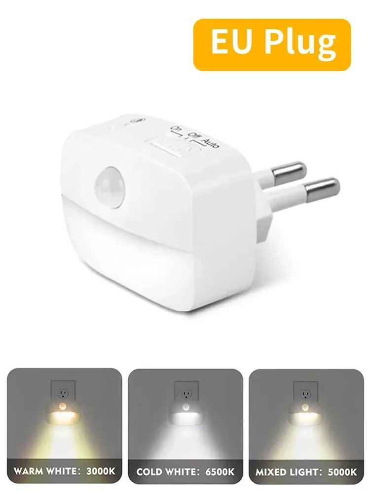 Motion Sensor EU/US Socket Plug-in LED Night Light 220V/110V Human Infrared Induction Lamp