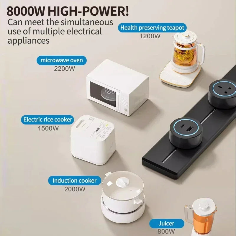 1-Track Socket Wall Power Rail Movable Sockets High End Home Appliance Power 8000W EU US UK Standard USB Type c Ports ﻿40cm 50cm