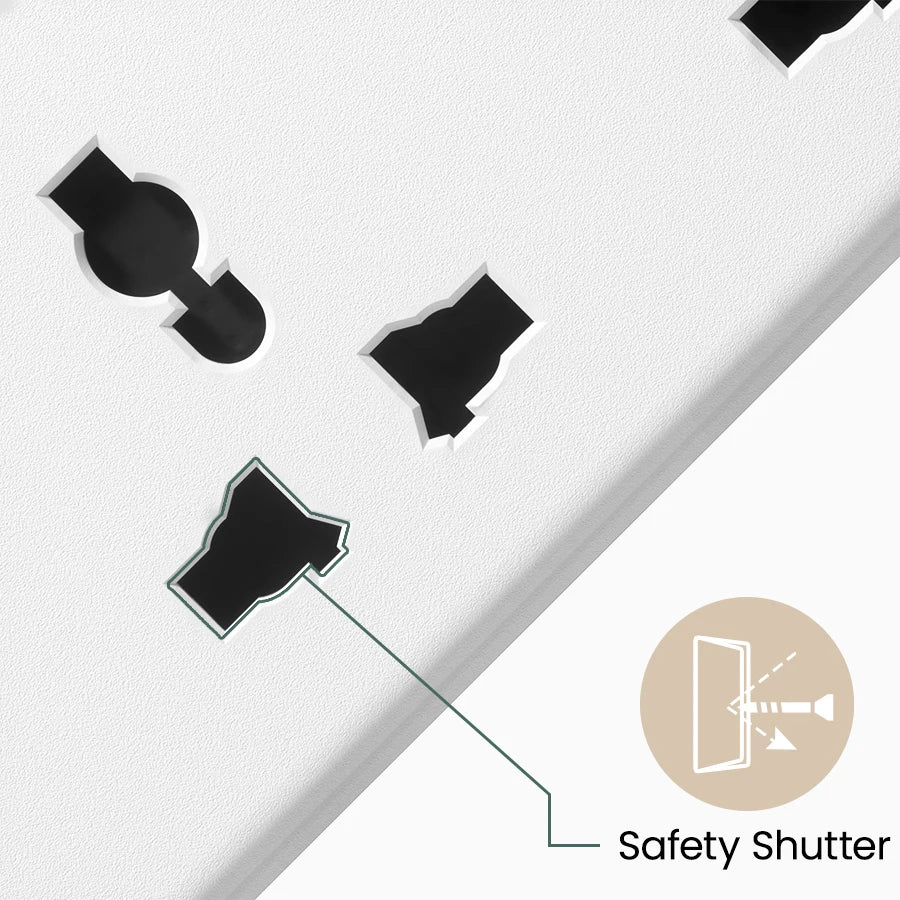 LENCENT multi plug extension socket with  universal AC outlets and individual
switches, white