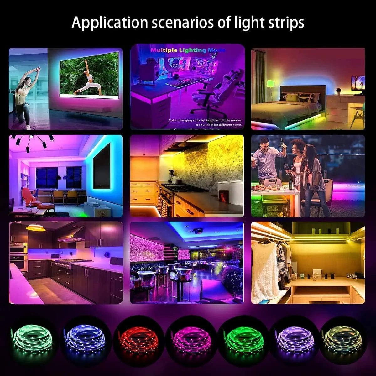 5m10m20m30m LED strip lamp music synchronization RGB Led strip lamp is used for indoor decoration of room and family party, and
