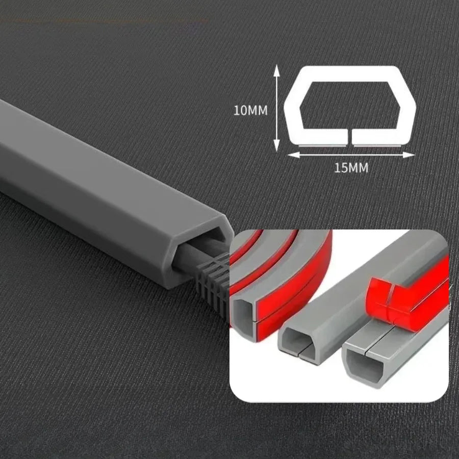 15mm 3M/5M Invisible Adhesive Cable Raceway - Anti-Step Cord Protector Soft Wire Cover with Cap for Wall Home Office Use