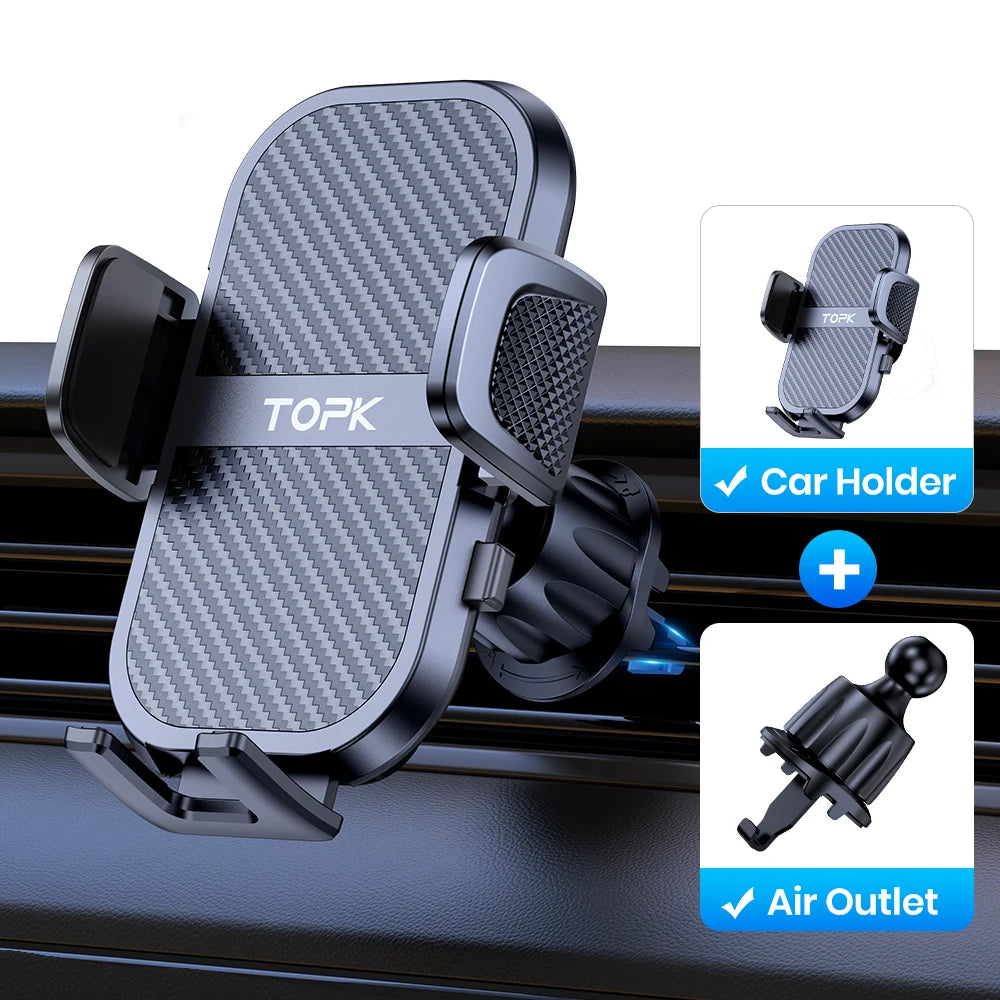 TOPK Car Phone Holder Super Stable Car Phone Mount for Car Dashboard/Windscreen/Air Vent Compatible with All Mobile Phone