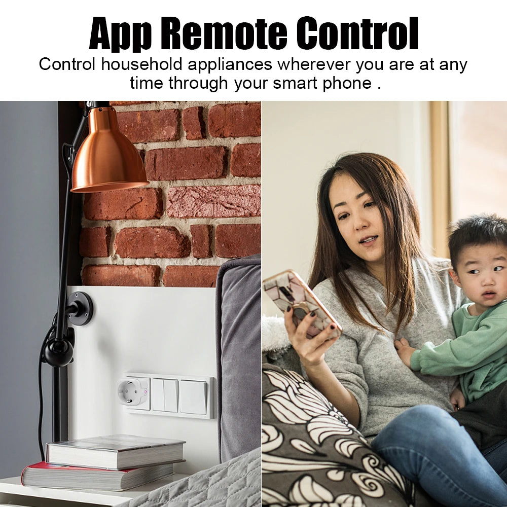 2-Smart Plug Work with Alexa Google Home Assistant WiFi EU/US/BR Socket Tuya Life APP Power Monitor Timer 16A Wall Charger