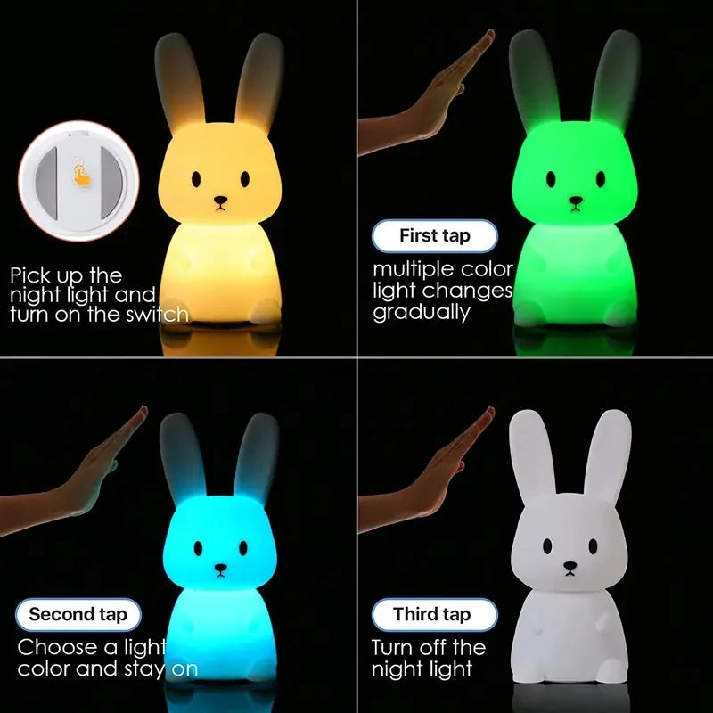 LED Night Light – Silicone Rabbit Touch Sensor Lamp
