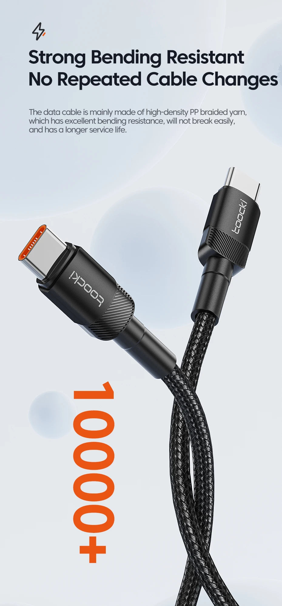 4-Toocki USB-C to USB-C 100W Fast Charging & Data Cable – PD 3.0 / QC 4.0 | Braided Type-C Cable