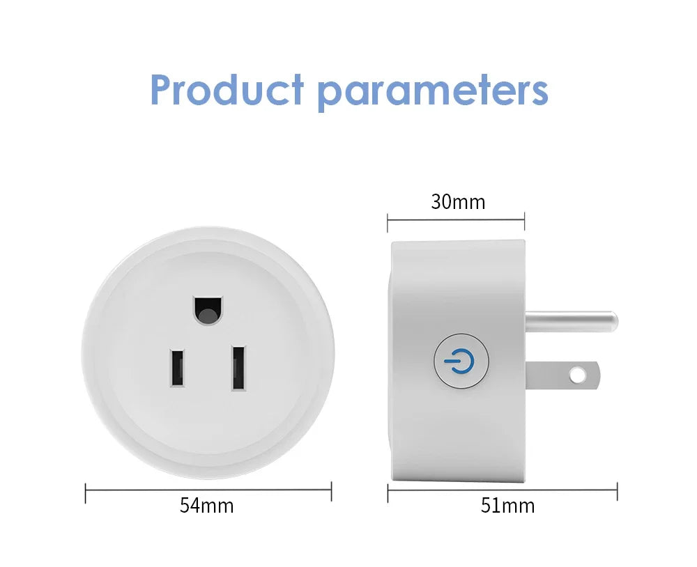 Tuya Smart WiFi Plug – US Standard 10A Wireless Outlet | Works with Alexa & Google Home | App Remote Control